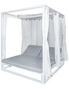 Dobbelt solseng i aluminium og olefin 200 x 180 cm - Hvid/Stålgrå