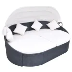 Loungeseng med baldakin polyrattan sort