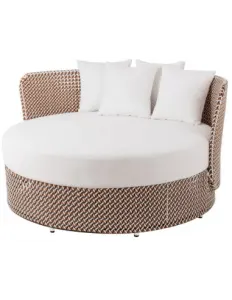 Rund solseng i syntetisk rattan og olefin Ø133 cm - Multi/Beige