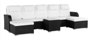 TUDERA LOUNGESÆT M. OPBEVARING, SORT M. HVIDE HYNDER