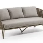 LAFORMA Branzie sofa - brunt metal og reb, m. gråbrune hynder, 3 pers.