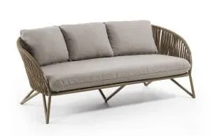 LAFORMA Branzie sofa - brunt metal og reb, m. gråbrune hynder, 3 pers.