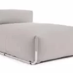 LAFORMA Square chaiselong modul til havesofa, m. ryglæn - lysegrå stof og hvid aluminium (165x101)
