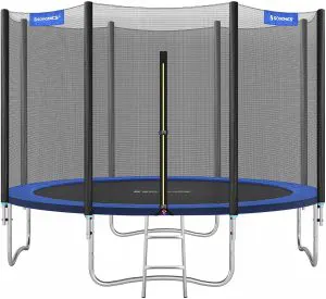 Trampolin med galvaniseret stålrør, d305cm, sort og blå